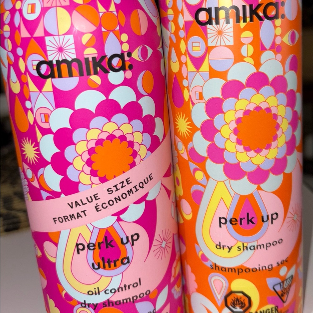 Amika Perk Up Dry Shampoo Duo in Pink and Orange